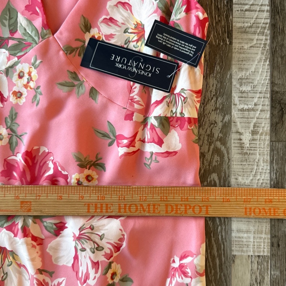 NEW Jones New York Y2K Silk Floral Midi Dress 4 Pink/Coral Dainty Soft Girl - Picture 7 of 10